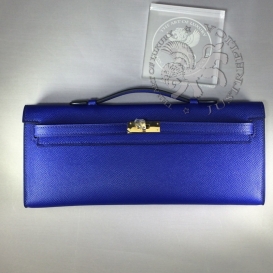 Hermes Kelly Cut Clutch Epsom Electric Blue