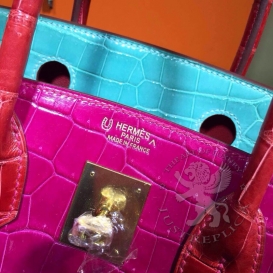 Hermes Birkin Crocodile Shiny Porosus 30cm Tri-color Horseshoe