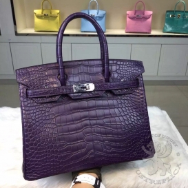 Hermes Birkin Crocodile Matte Alligator 30cm Amethyst 9G