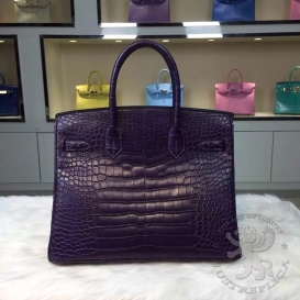 Hermes Birkin Crocodile Matte Alligator 30cm Amethyst 9G