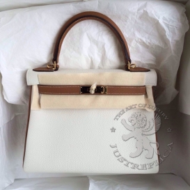 Hermes Kelly Togo 28cm Bi-color Gold-White