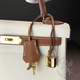 Hermes Kelly Togo 28cm Bi-color Gold-White
