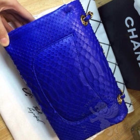 Chanel Classic Python Medium 25.5cm Blue
