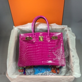 Hermes Birkin Crocodile Shiny Porosus 30 cm Fuchsia