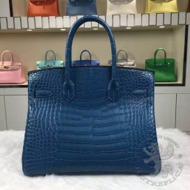 Hermes Birkin Crocodile Matt Niloticus 30cm Bleu izmir