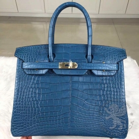 Hermes Birkin Crocodile Matt Niloticus 30cm Bleu izmir