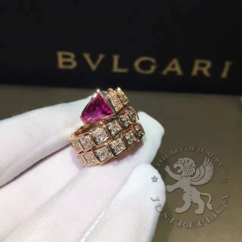 Bulgari Ring Serpenti two-coil Diamonds Tourmaline