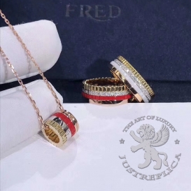 Boucheron Necklace Quatre Red Edition Mini Ring Pendant Diamonds