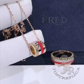 Boucheron Necklace Quatre Red Edition Mini Ring Pendant Diamonds