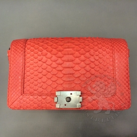 Chanel Boy Python 28cm Red