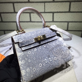 Hermes Kelly 20cm Lizard Sellier Natural