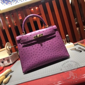 Hermes Kelly Ostrich 28cm Anemone P9 FHS