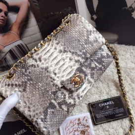 Chanel Classic Python Medium 25.5cm Natural