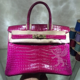 Hermes Birkin Crocodile Shiny Porosus 30cm Fuchsia