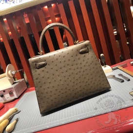 Hermes Kelly Ostrich 28cm Etoupe 18 FHS