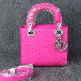 Lady Dior Ostrich Small 17cm Pink