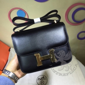 Hermes Constance Box 18cm Double Gusset Black
