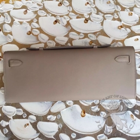Hermes Kelly Cut Clutch Swift Gris