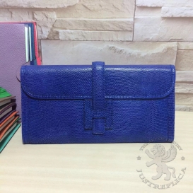 Hermes Jige Clutch Lizard Blue