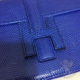 Hermes Jige Clutch Lizard Blue