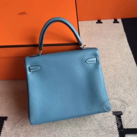 Hermes Kelly Togo 25cm 75 Blue Jean