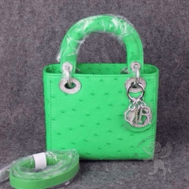Dior Lady Dior Ostrich Small 17cm Green
