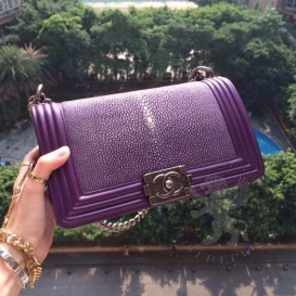 Chanel Boy Stingray 25cm Purple