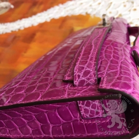Hermes Kelly Cut Clutch Crocodile Shiny Niloticus Fuchsia 5J