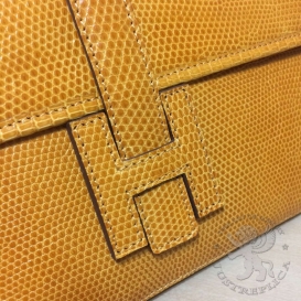 Hermes Jige Clutch Lizard Jaune d'or 9V