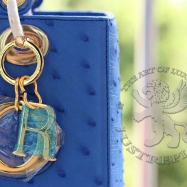 Lady Dior 23cm Blue Ostrich 