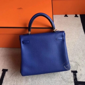 Hermes Kelly Togo 25cm 7T Blue Electric