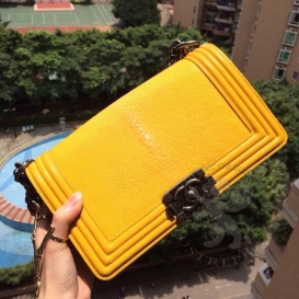 Chanel Boy Stingray 25cm Yellow