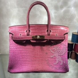 Hermes Birkin Crocodile Shiny Porosus 30cm Rose