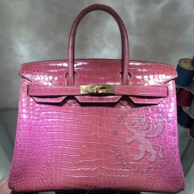 Hermes Birkin Crocodile Shiny Porosus 30cm Rose