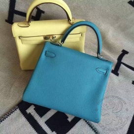 Hermes Kelly Togo 25cm 7B Turquoise Blue