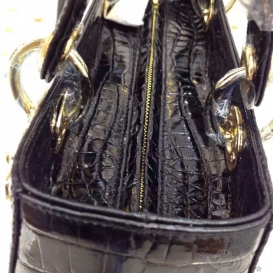 Dior Lady Dior 23cm Crocodile Shiny Black