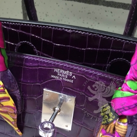 Hermes Birkin Crocodile Shiny Porosus 30cm Violet
