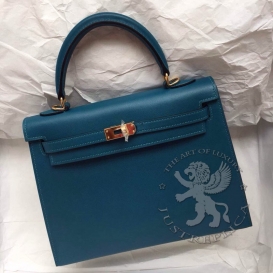 Hermes Kelly Swift 28cm Wave blue