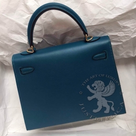 Hermes Kelly Swift 28cm Wave blue