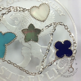 Van Cleef Arpels Bracelet Alhambra 4 motifs MOP Lapis Turquoise