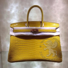 Hermes Birkin Crocodile Shiny Porosus 30cm Yellow