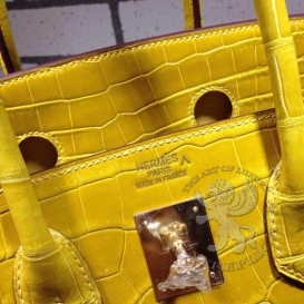 Hermes Birkin Crocodile Shiny Porosus 30cm Yellow