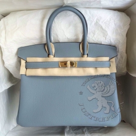 Hermes Birkin Togo 30cm Blue Lin