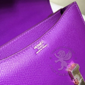 Hermes Constance Epsom 18cm Double Gusset Anemone