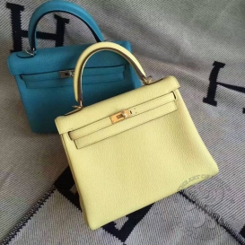 Hermes Kelly Togo 25cm 1Z Jaune Poussin