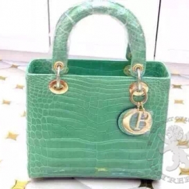 Dior Lady Dior 23cm Crocodile Green
