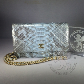 Chanel WOC Python 19cm Blueish Silver GHW
