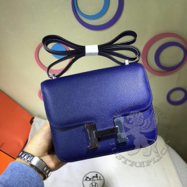 Hermes Constance Epsom 18cm Double Gusset Bleu Abysse