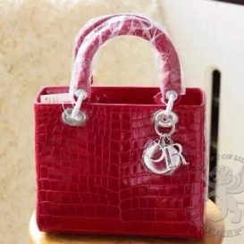 Dior Lady Dior 23cm Crocodile Red