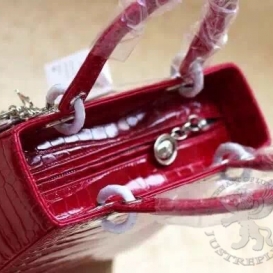 Dior Lady Dior 23cm Crocodile Red